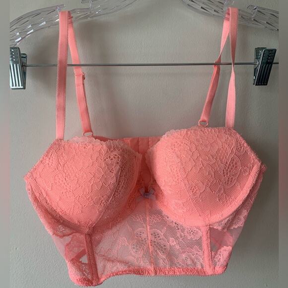 Victoria’s Secret Dream Angels Demi-bust balconette push up bra pink 34C EUC - Picture 2 of 10